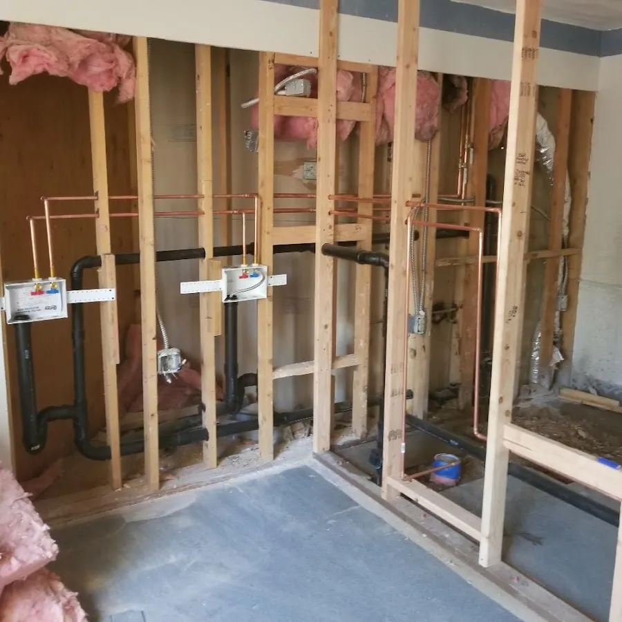 Copper pipe rough-in and plumbing installation in Newport